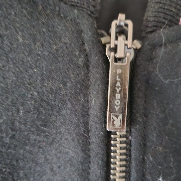 VTG Y2K Genuine Leather Wool Pink Playboy Bunny Reversible Varsity Jacket - Picture 5 of 12